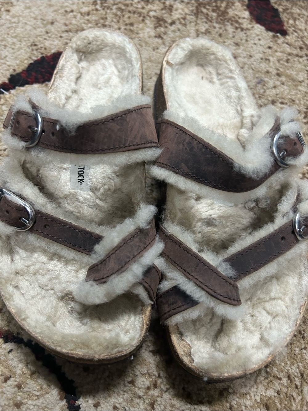 Birkenstock Kids Brown Leather Shearling Lined Sandals